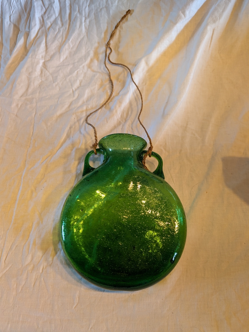 2/80$ Vintage Green Glass Hanging Wall pocket / vase